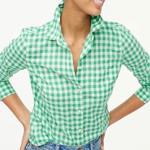 | tart collection • mint gingham print button down collared shirt • small |